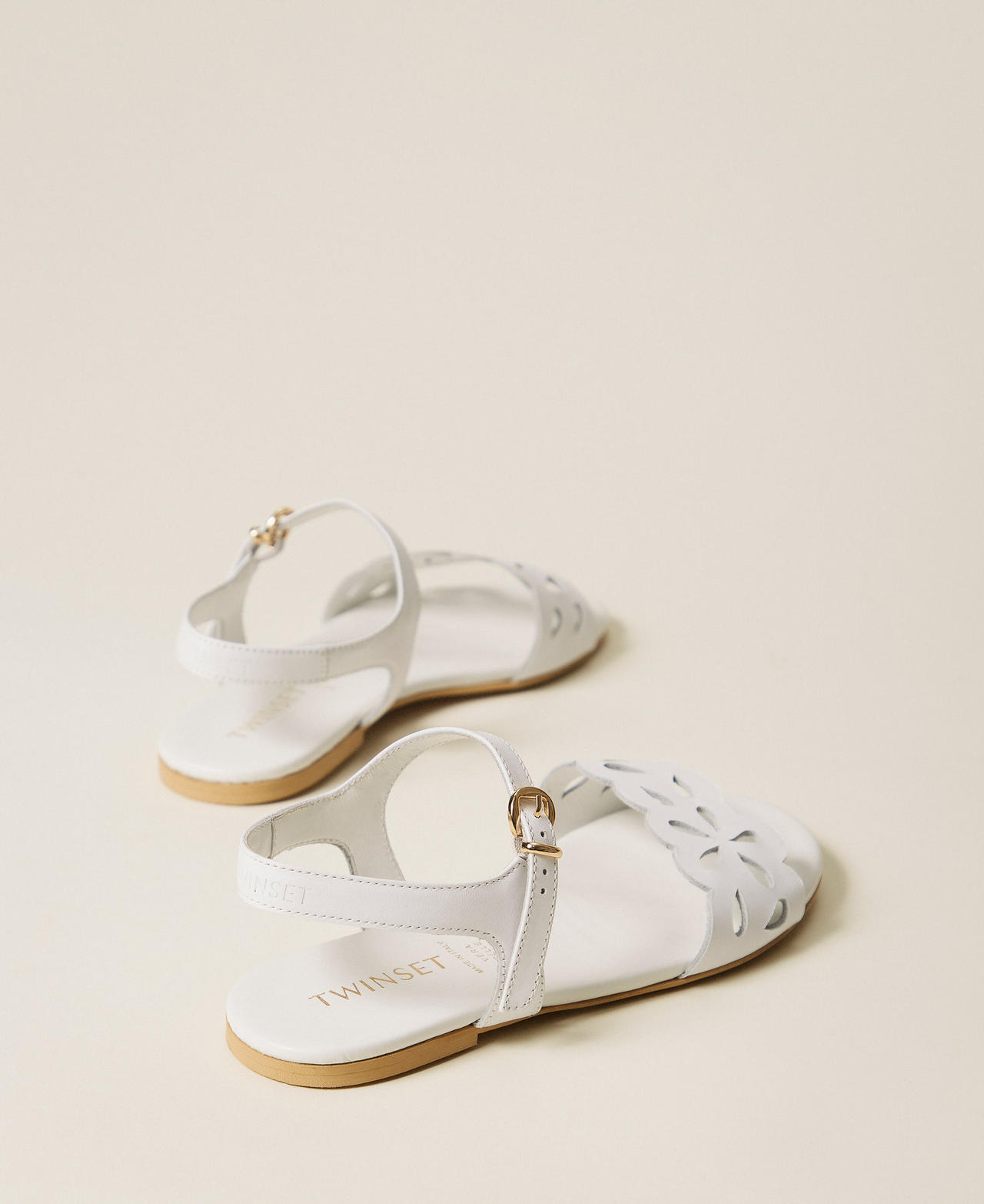 Leather sandals with floral pattern Off White Girl 261GCJ044_00526_03