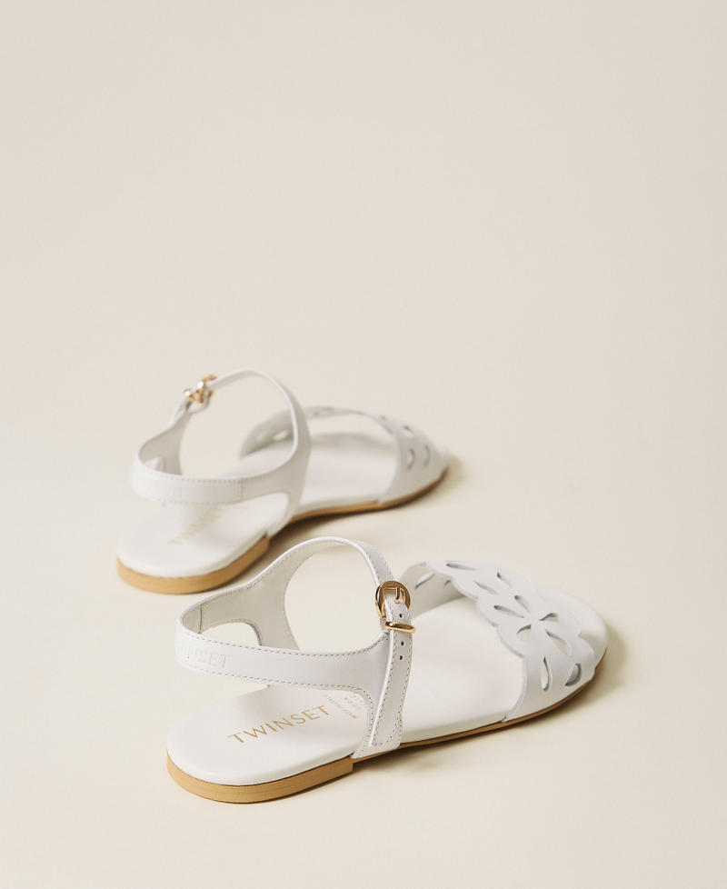 Leather sandals with floral pattern Off White Girl 261GCJ044_00526_03