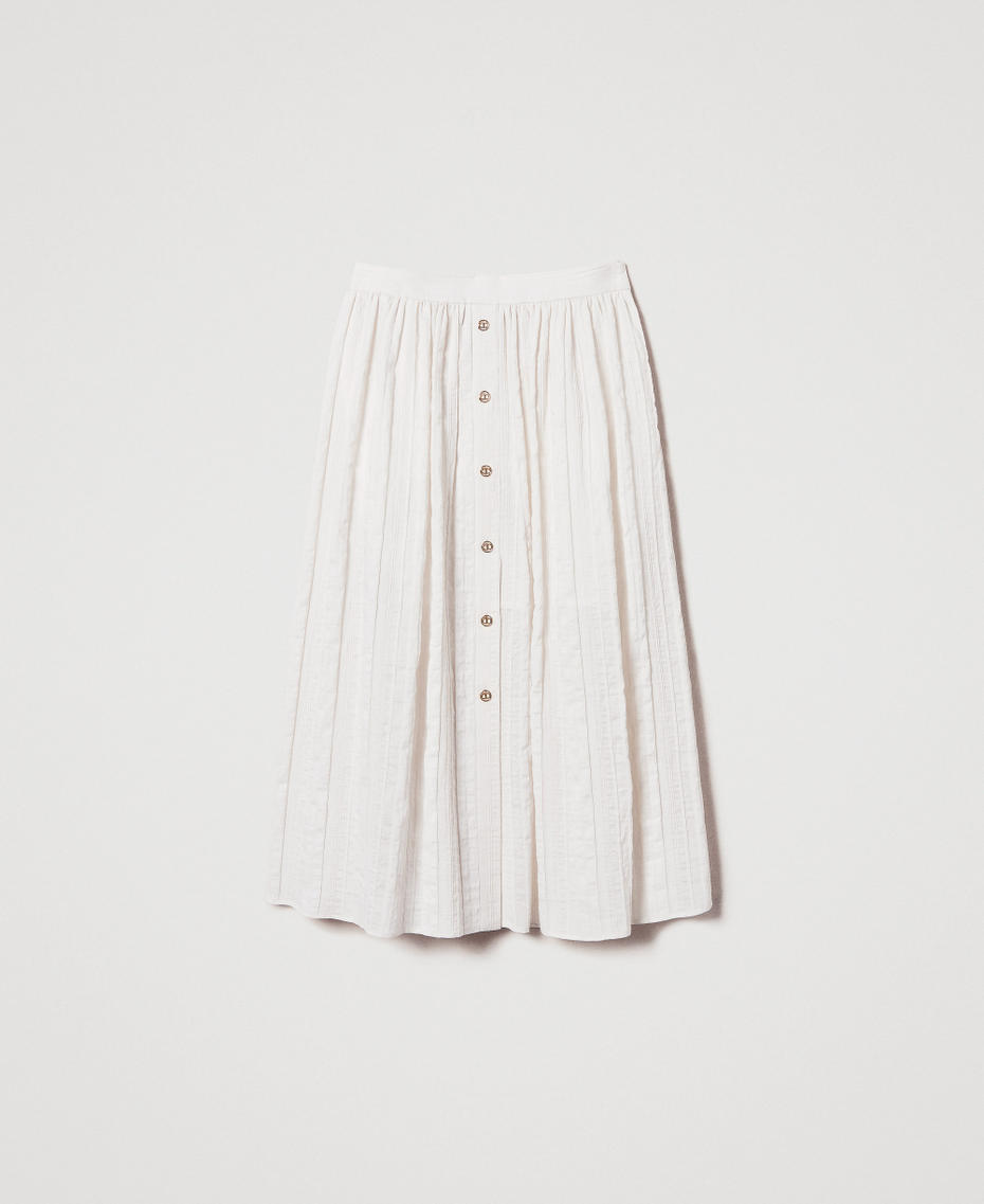 Длинная юбка из смесового льна в полоску Белый Снег женщина 251TT2143_00282_S0