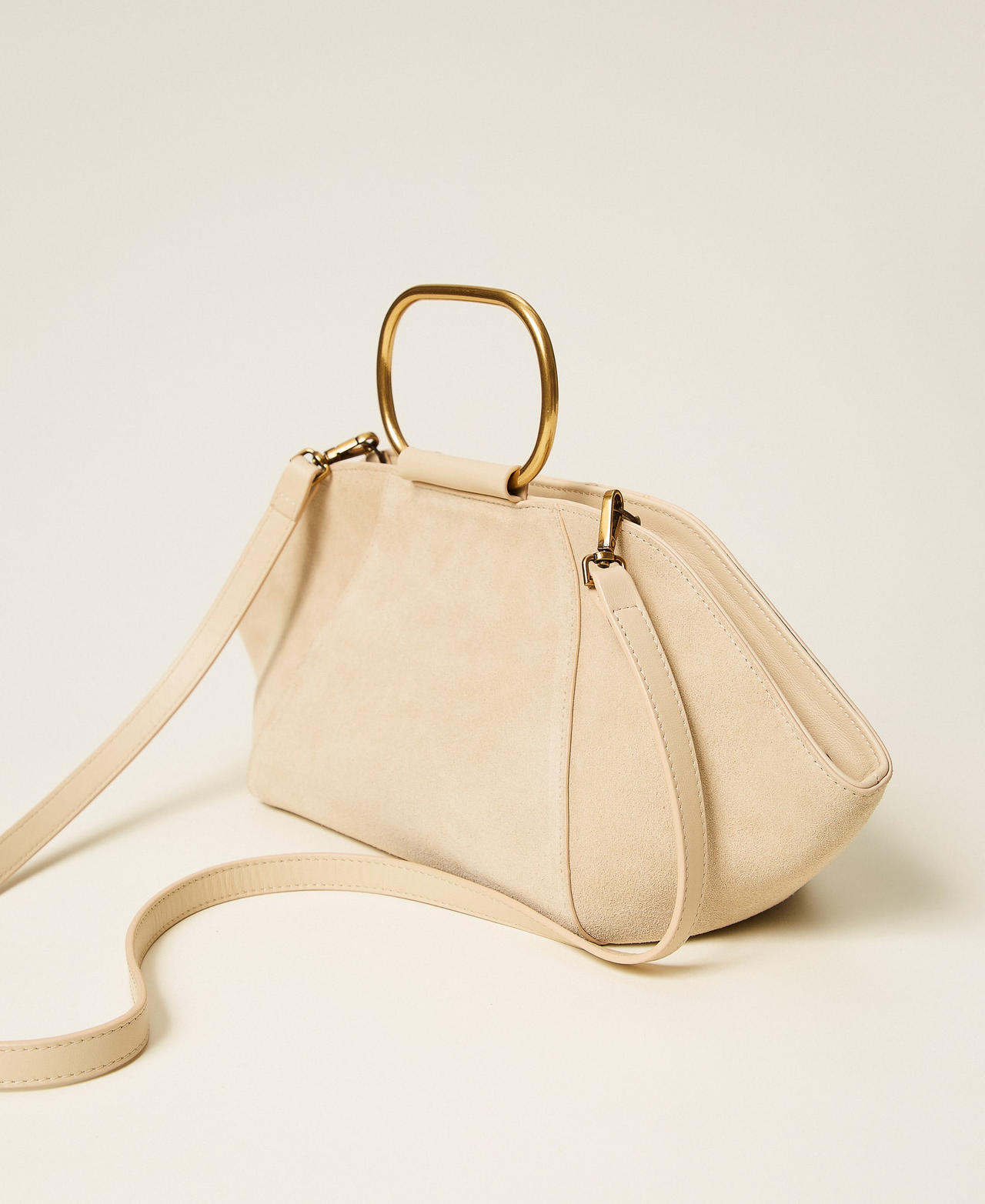 Umhängetasche aus Veloursleder „Delicate Sand“-Beige Frau 261TB7090_13161_03