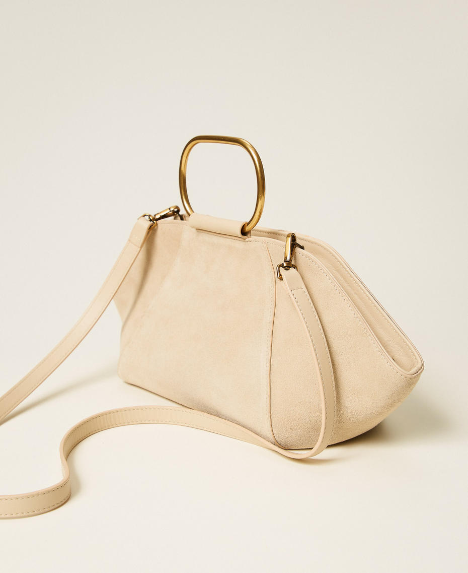Suede shoulder bag Delicate Sand Beige Woman 261TB7090_13161_03