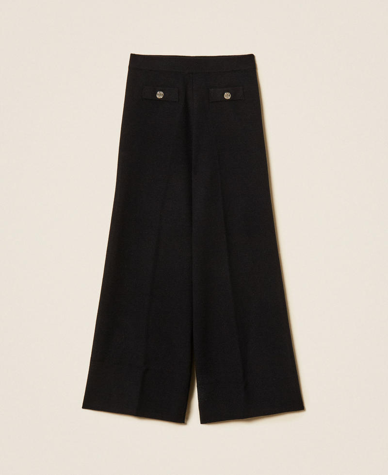 Strickhose mit Kn&ouml;pfen Schwarz M&auml;dchen 262GJ3033_00006_S0