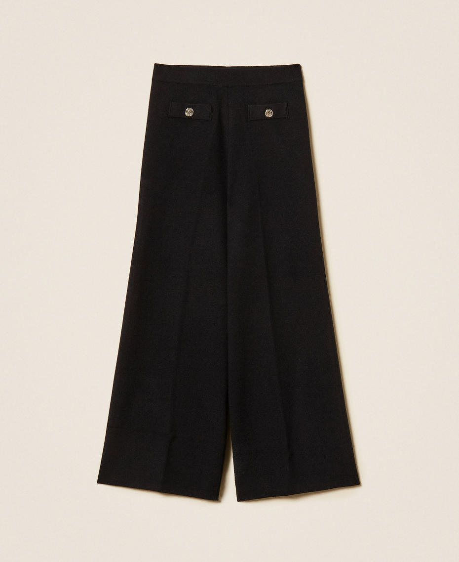 Strickhose mit Kn&ouml;pfen Schwarz M&auml;dchen 262GJ3033_00006_S0