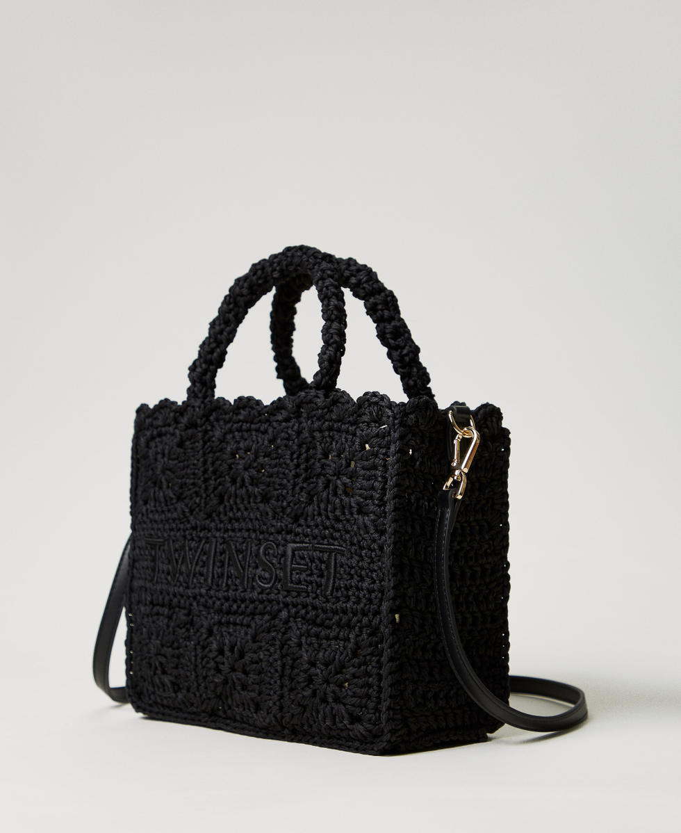&lsquo;Boh&eacute;mienne&rsquo; crochet shopper bag Black Woman 251TB7411_00006_02