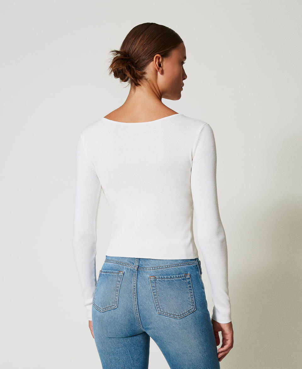 Pull double usage avec Oval T Blanc Neige Femme 242TT3031_00282_03