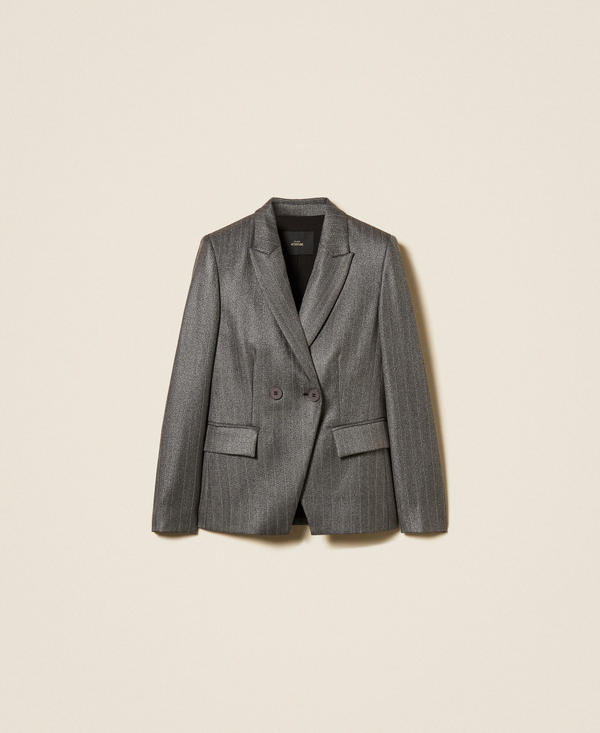 Double-breasted pinstriped blazer