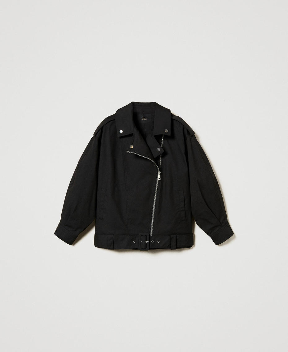 Blouson perfecto oversize avec ceinture Noir Femme 251AP2052_00006_S0