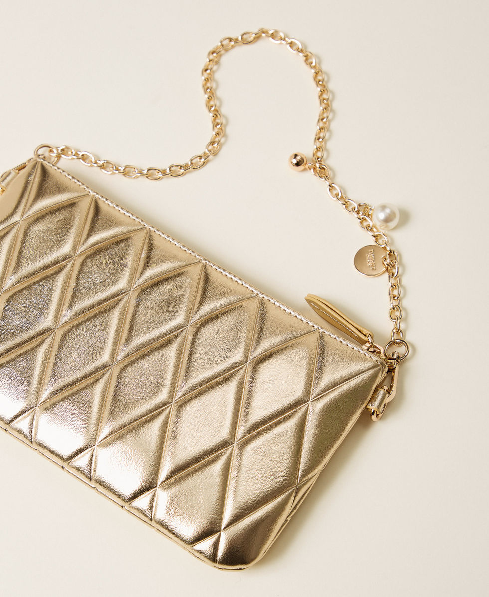 Mini-Tasche mit Steppmuster und Logo Gelbgold Frau 261TH7035_10366_03