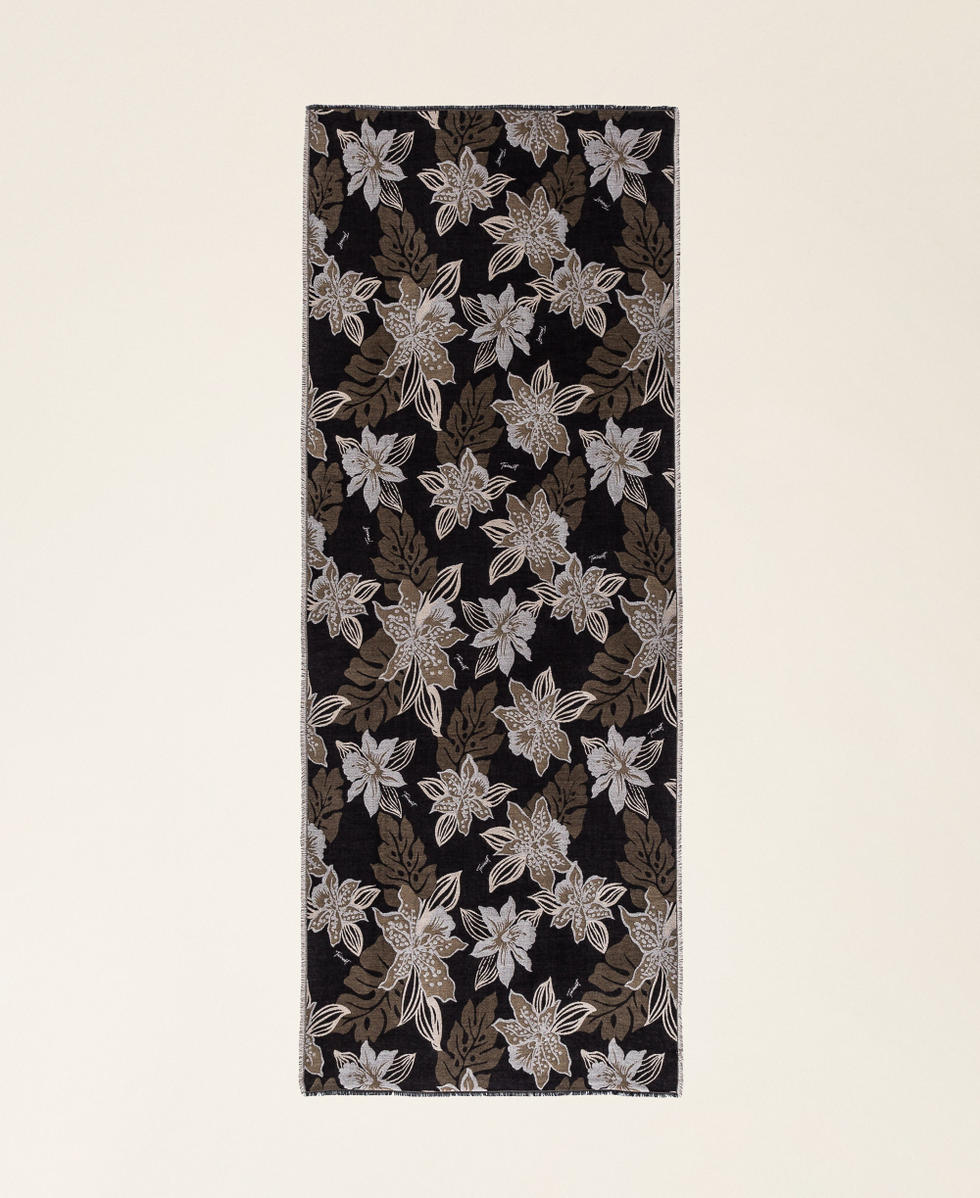 Floral jacquard stole Black Woman 252TA4330_00006_05