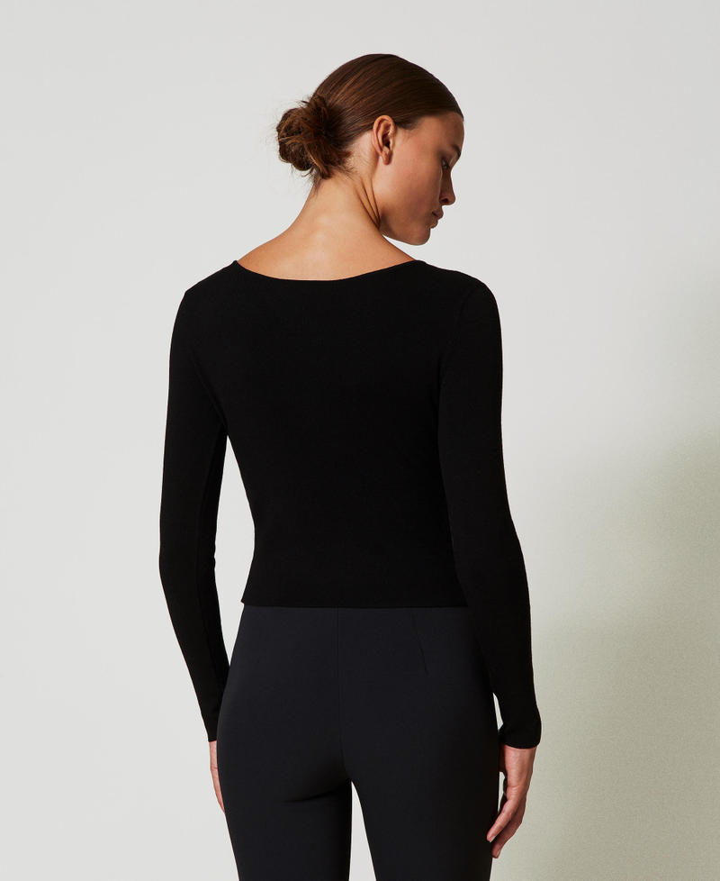 2-in-1-Pullover mit Oval Ts Schwarz Frau 242TT3031_00006_03