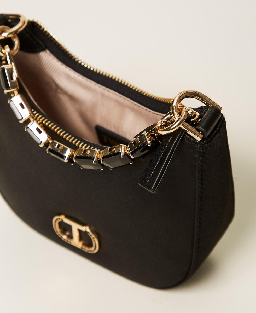 'Croissant' satin bag with rhinestones Black Woman 252TB7221_00006_04