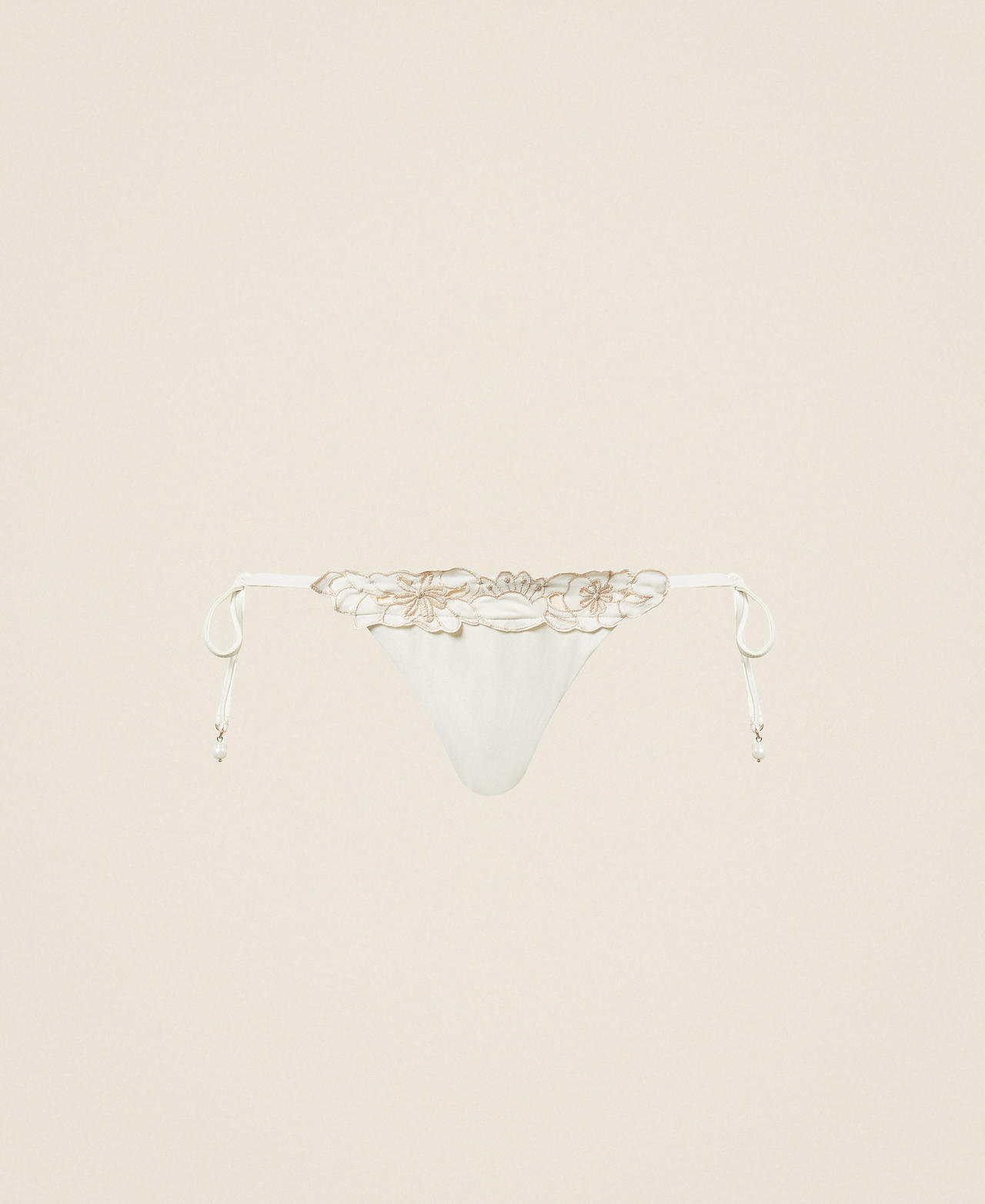 Slip brésilien de bain avec broderie florale