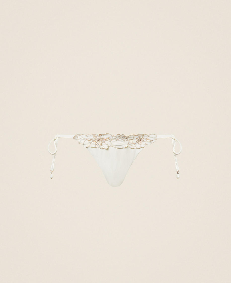 Slip br&eacute;silien de bain avec broderie florale Bicolore Blanc Cass&eacute;/Blanc &laquo;&nbsp;Vanille&nbsp;&raquo; Femme 261LMMA77_13586_S0