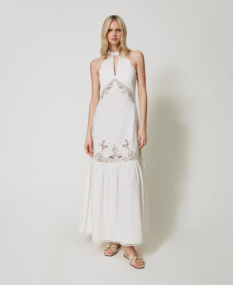 Long dress with embroidery Ivory Woman 251TT2161_00018_01