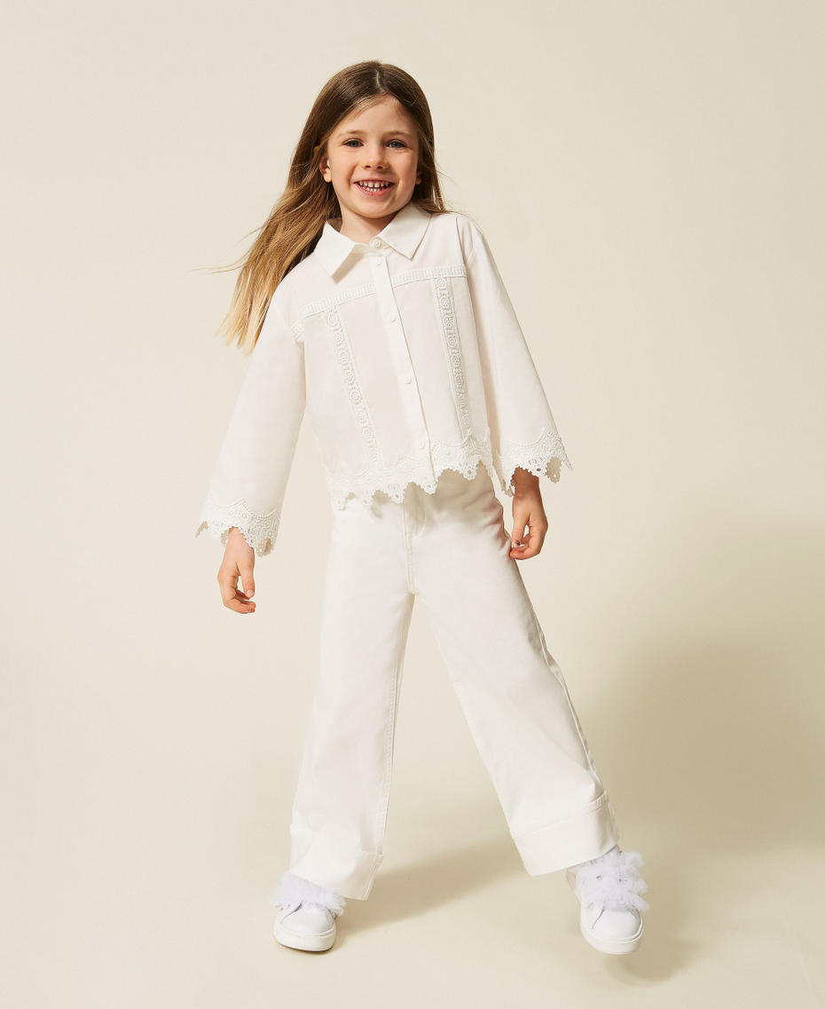 Girls&rsquo; wide-leg bull denim trousers Off White Girl 261GB2122_00526_01