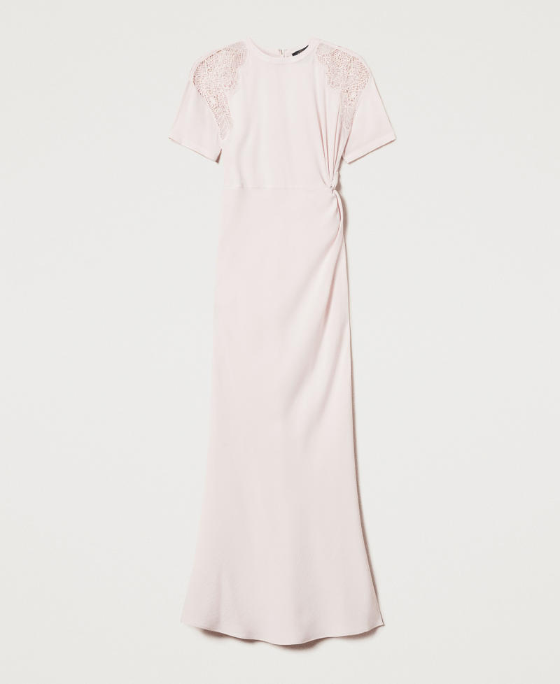 Long twill dress with embroidery Tender Pink Pink Woman 251AP2420_00619_S0