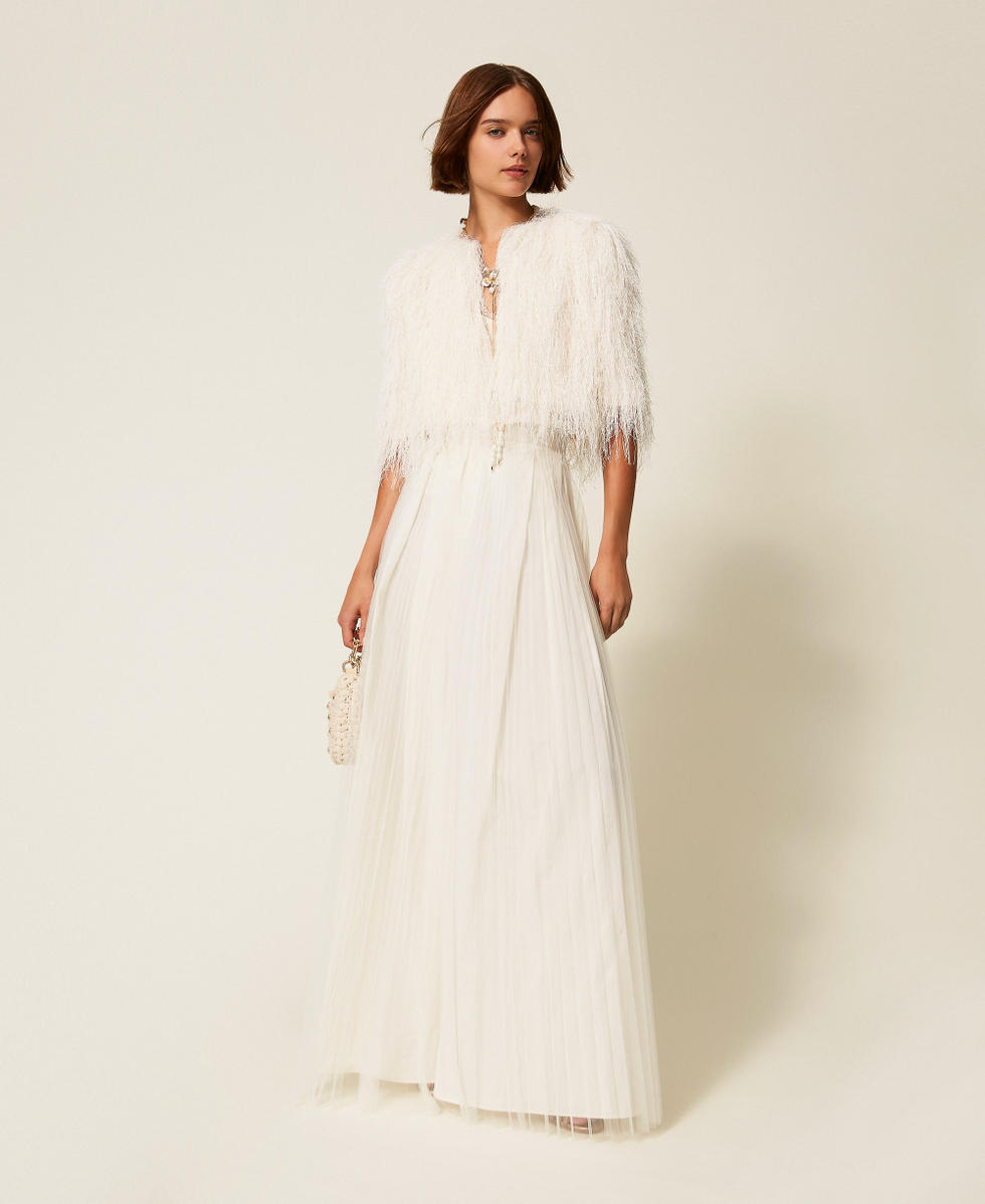 Silk blend cr&ecirc;pe de Chine top White Snow Woman 252TT2411_00282_T0