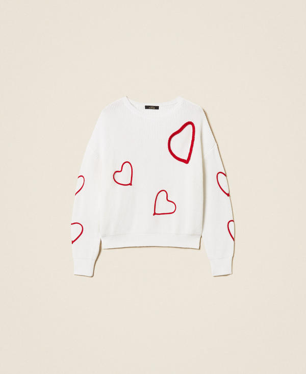 Jumper with embroidered hearts