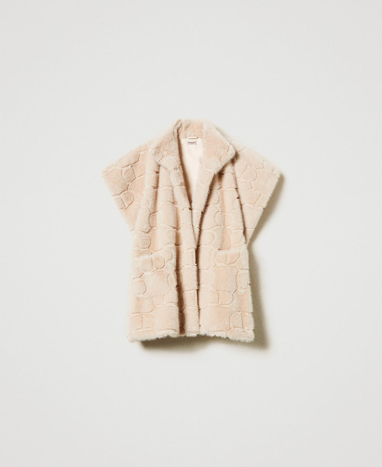 Scee by twin set Poncho in faux fur con logo