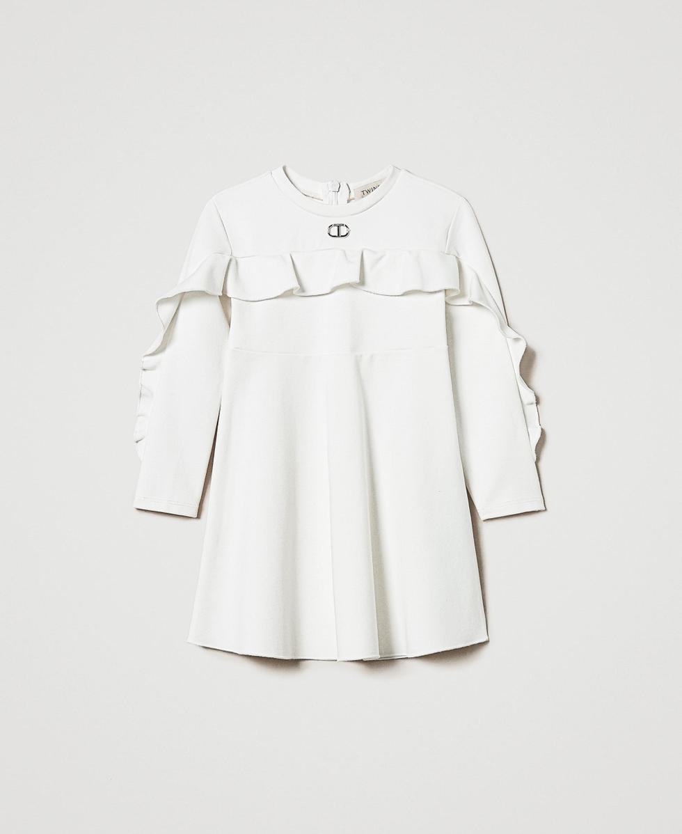 Robe courte avec volant Off White Fille 242GJ2042_00526_01