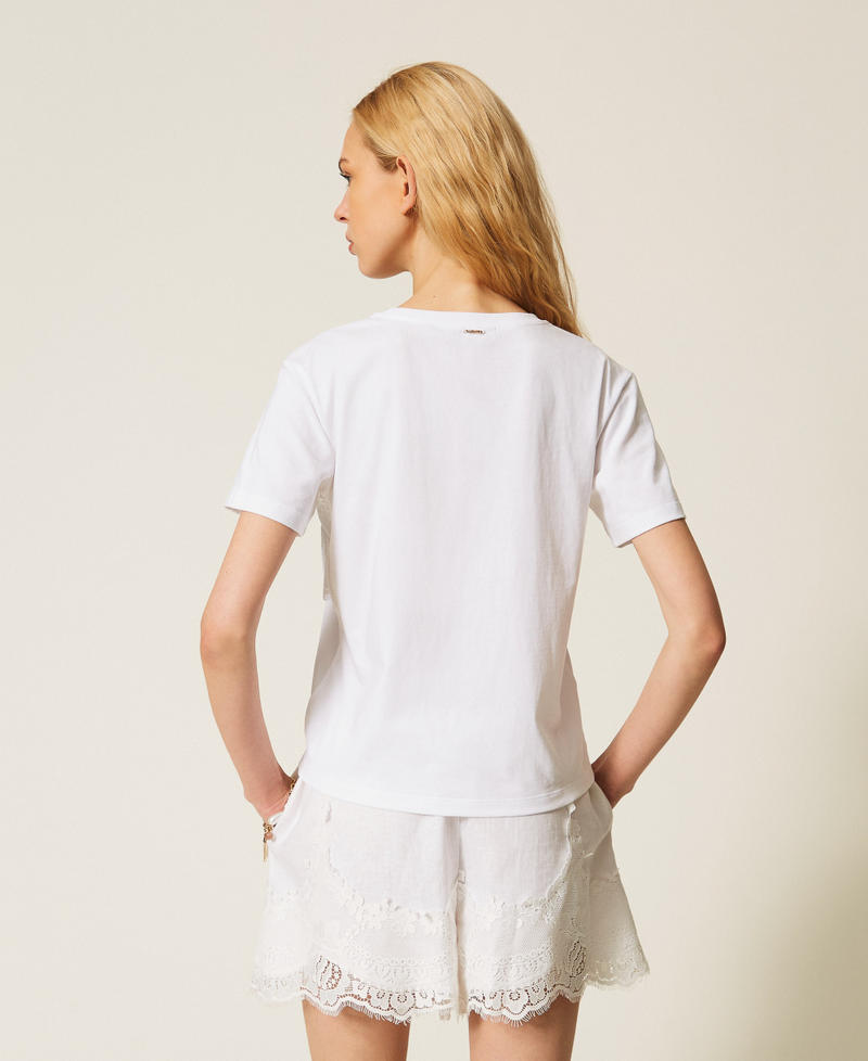 Trompe l'oeil T-shirt with lace White Woman 261TT2490_00001_03