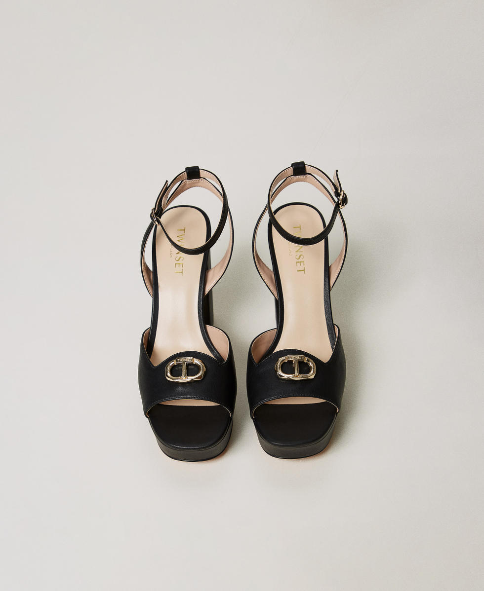 Platform sandals with Oval T Black Woman 251TCP122_00006_04