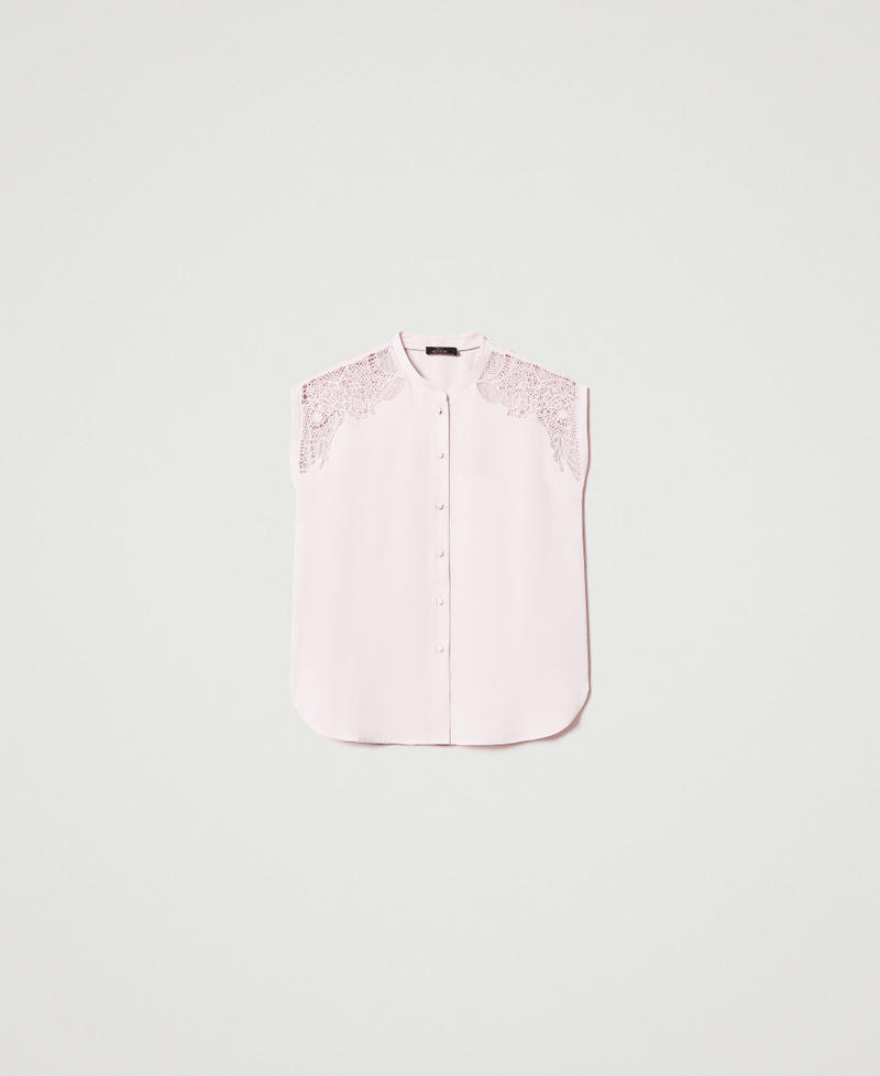 Camicia in twill con ricamo Rosa Tender Pink Donna 251AP2421_00619_0S