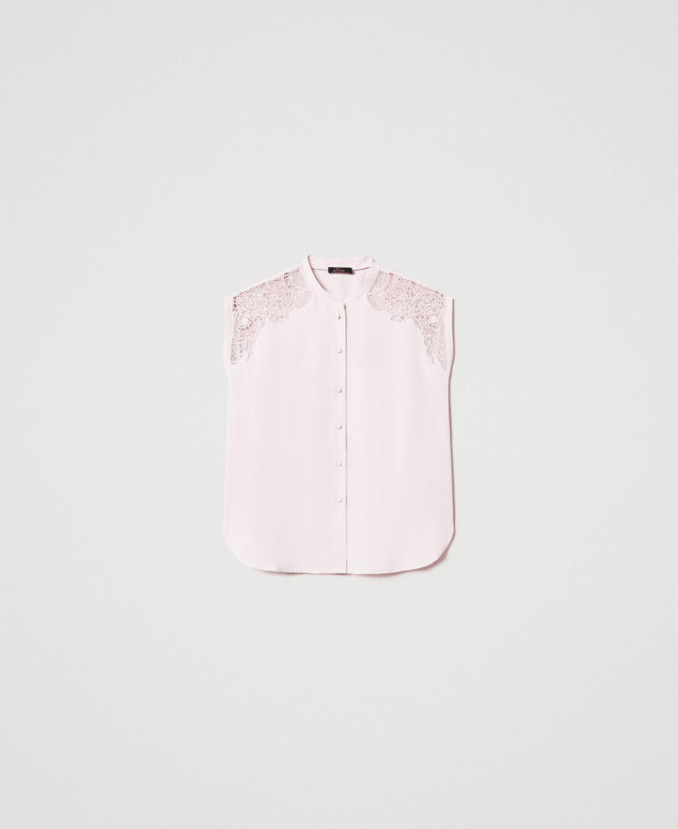 Camicia in twill con ricamo Rosa Tender Pink Donna 251AP2421_00619_S0