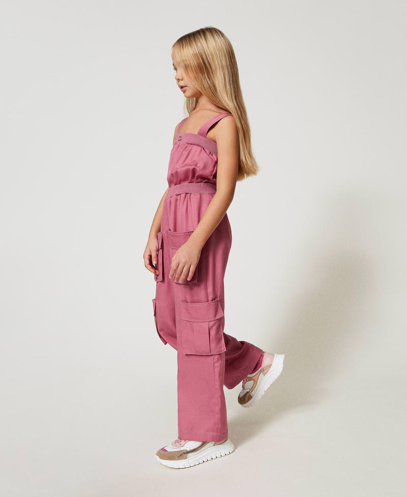 Jumpsuit with utility pockets and Oval T "Flamingo" Pink Girl 251GJ2460_00868_02