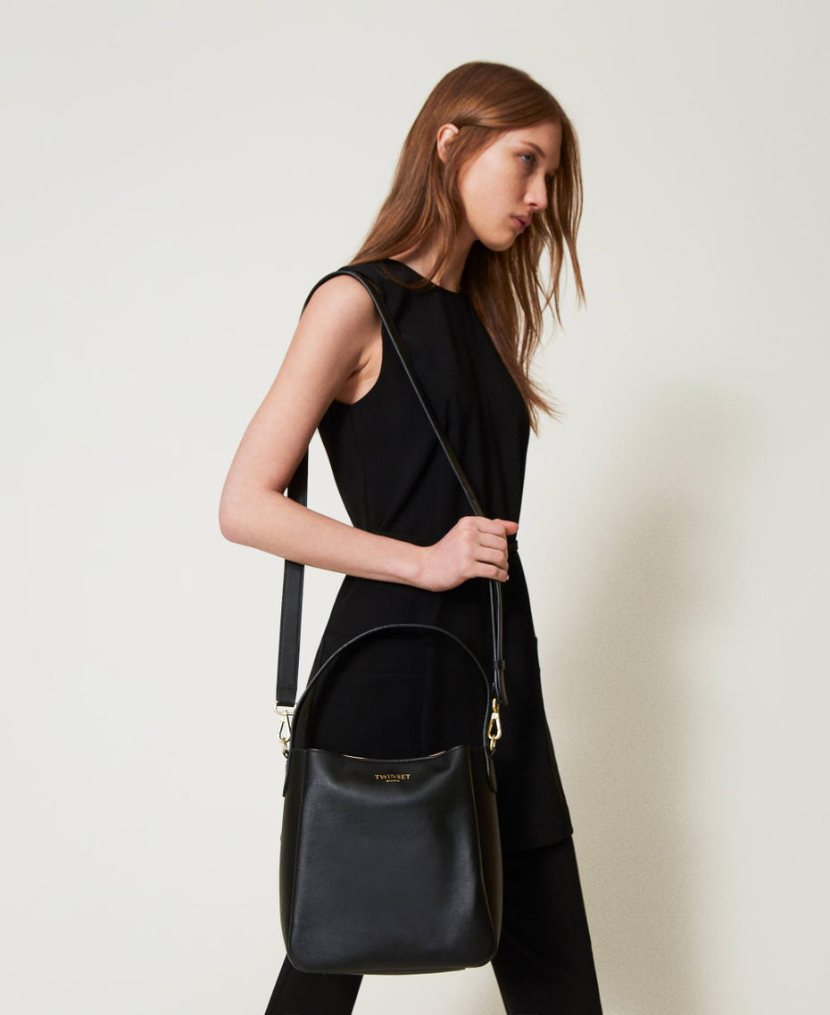 Hobo-Bag „Forever“ aus Leder Schwarz Frau 251TD8332_00006_0T