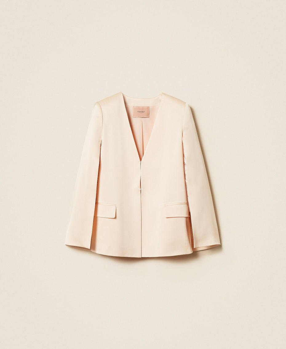 Satin cape jacket "Parchment" Beige Woman 261TP2400_07222_S0