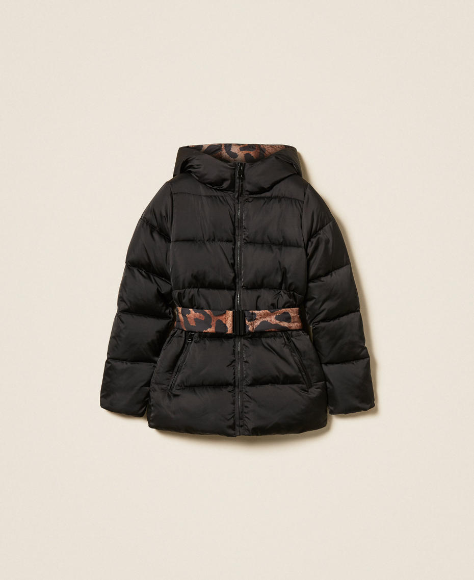 Puffer jacket with reversible belt Black Woman 262AP2530_00006_S0