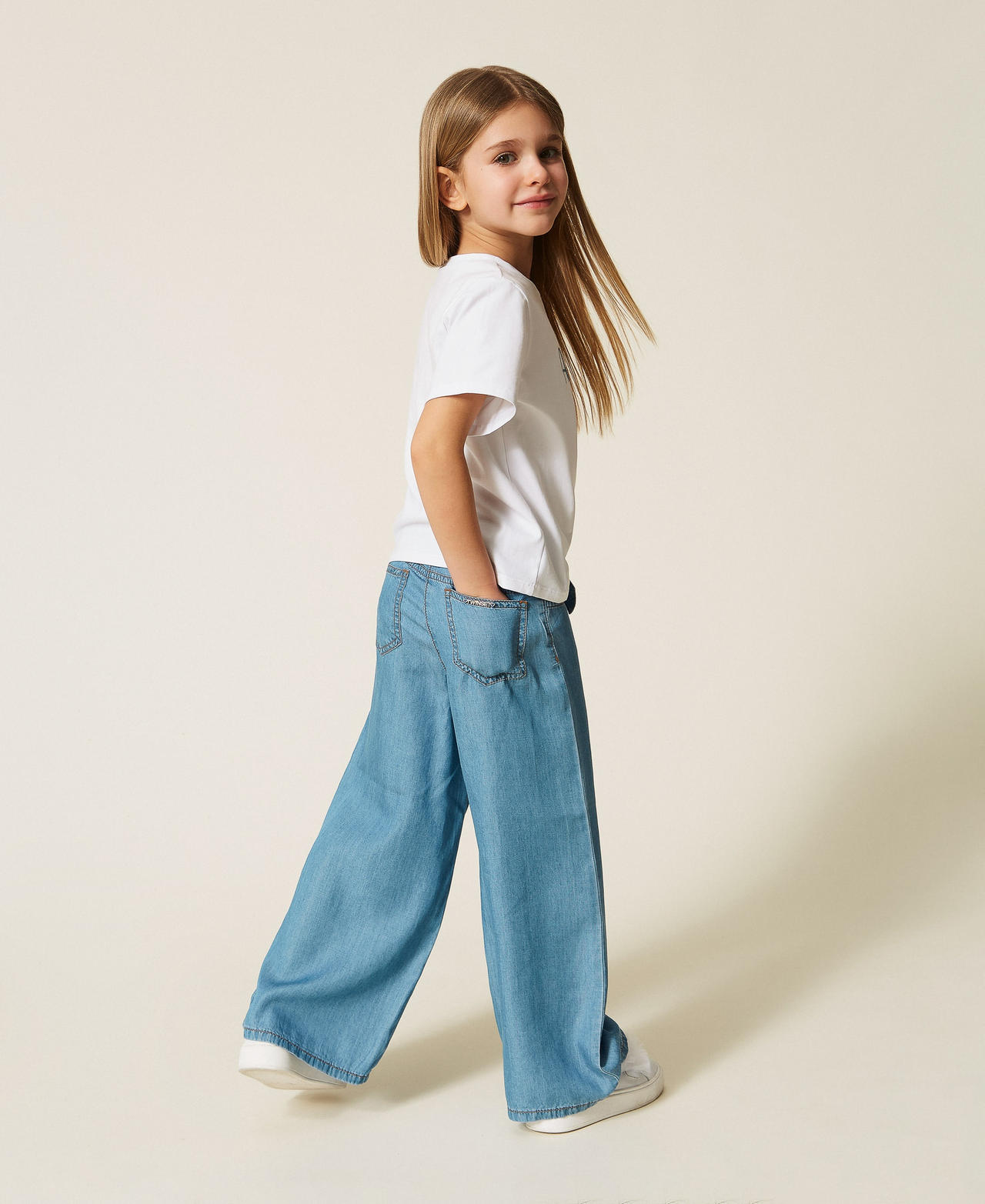 Weite Babyjeans mit G&uuml;rtel Chambray Mid Blue M&auml;dchen 261GB2051_13235_03