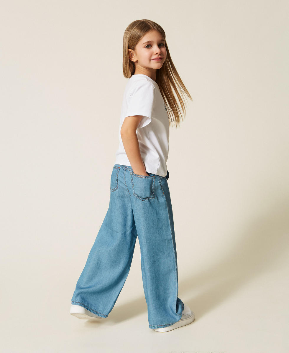 Jean ample pour fille avec ceinture Chambray Bleu &laquo;&nbsp;Mid Blue&nbsp;&raquo; Fille 261GB2051_13235_03