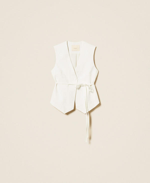 Embroidered waistcoat with belt