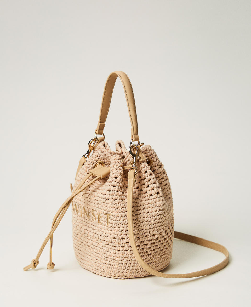 Bucket bag in crochet cotton Natural White Woman 251TD8111_00497_02