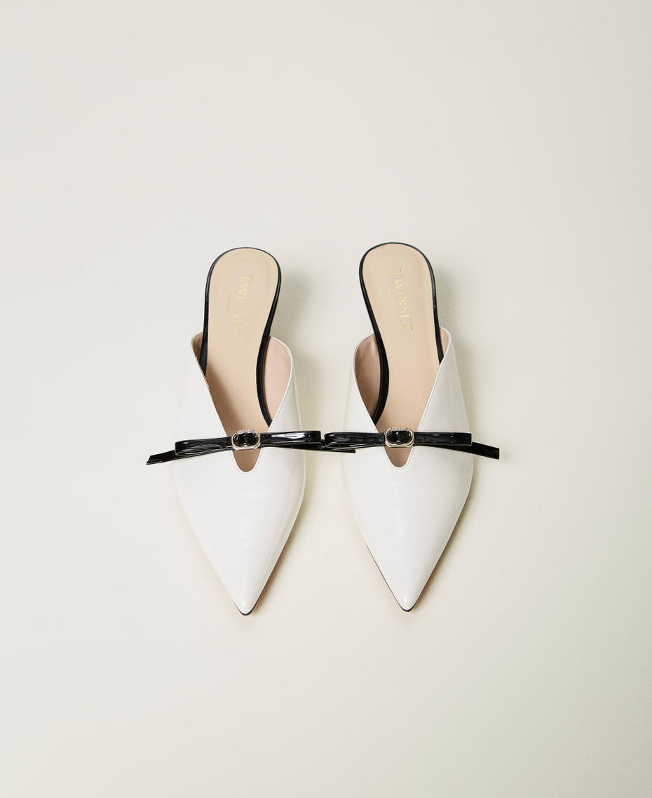 Mules vernies Bicolore Blanc Neige / Noir Femme 251TCP074_02866_04