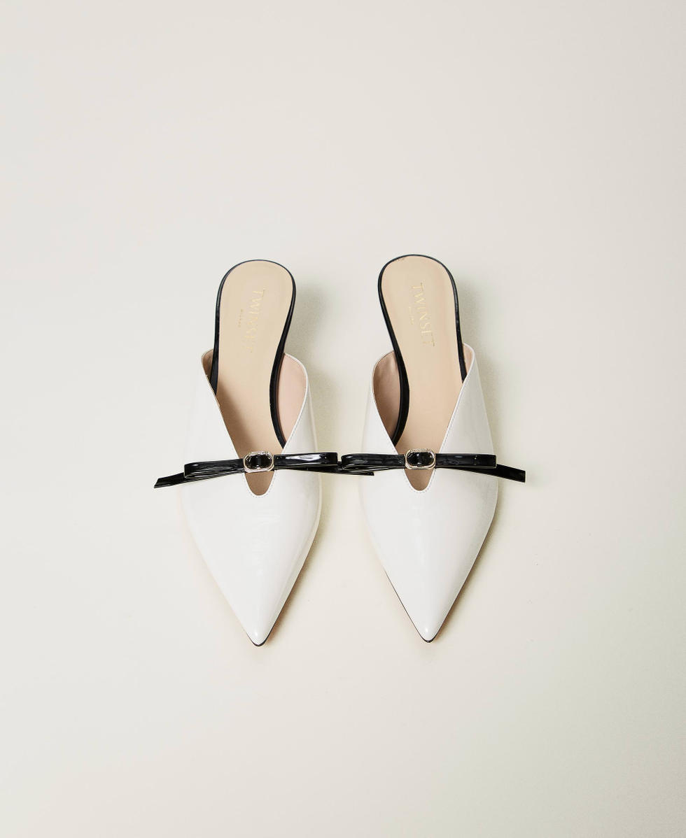 Scarpe mules in vernice Bicolor Bianco "Neve" / Nero Donna 251TCP074_02866_04