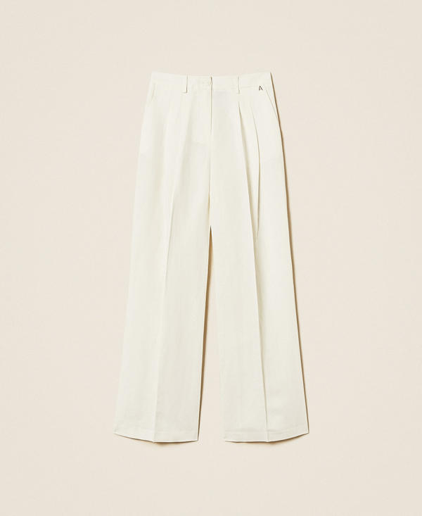 Linen blend palazzo trousers