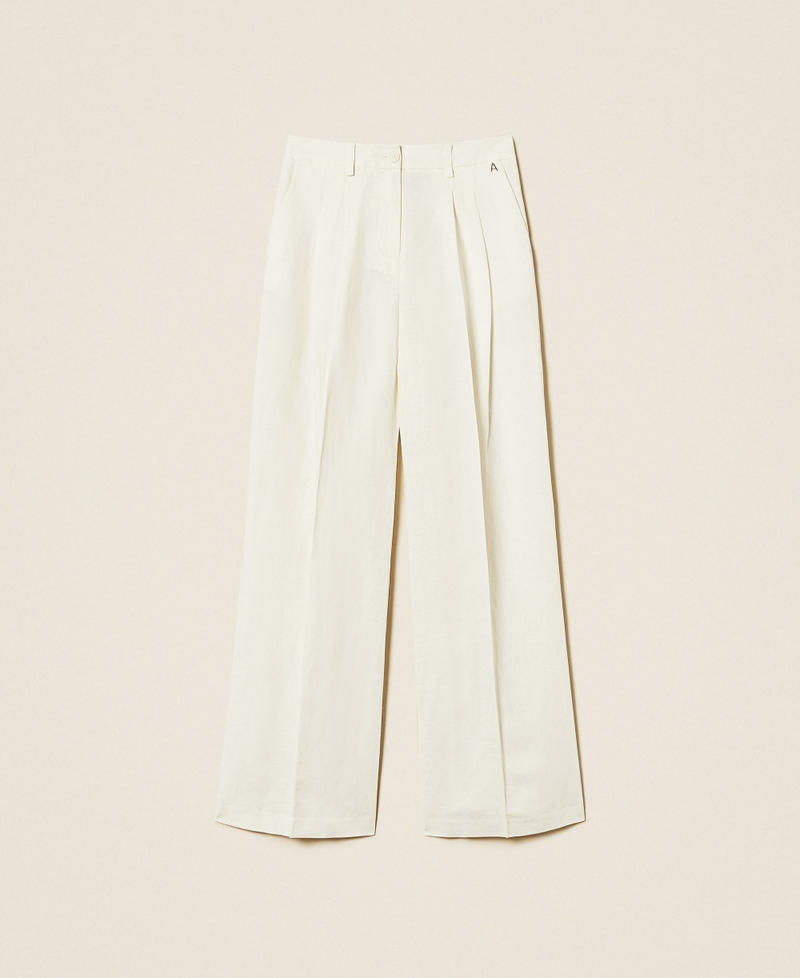Linen blend palazzo trousers Milk Woman 261AP2324_12577_S0