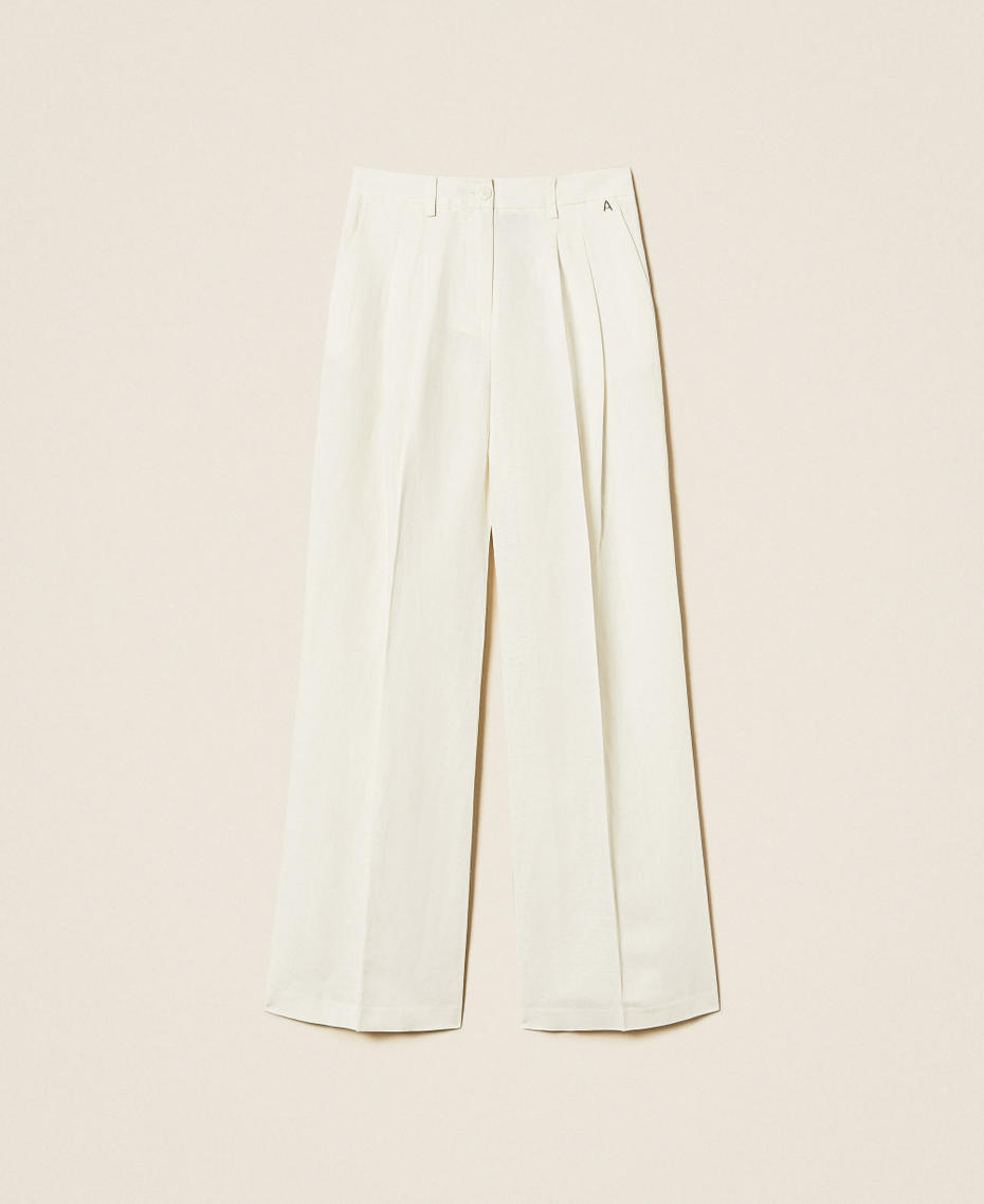 Linen blend palazzo trousers Milk Woman 261AP2324_12577_S0