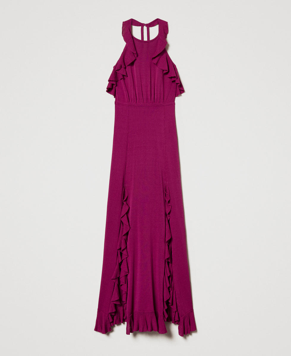 Long knit dress with flounces