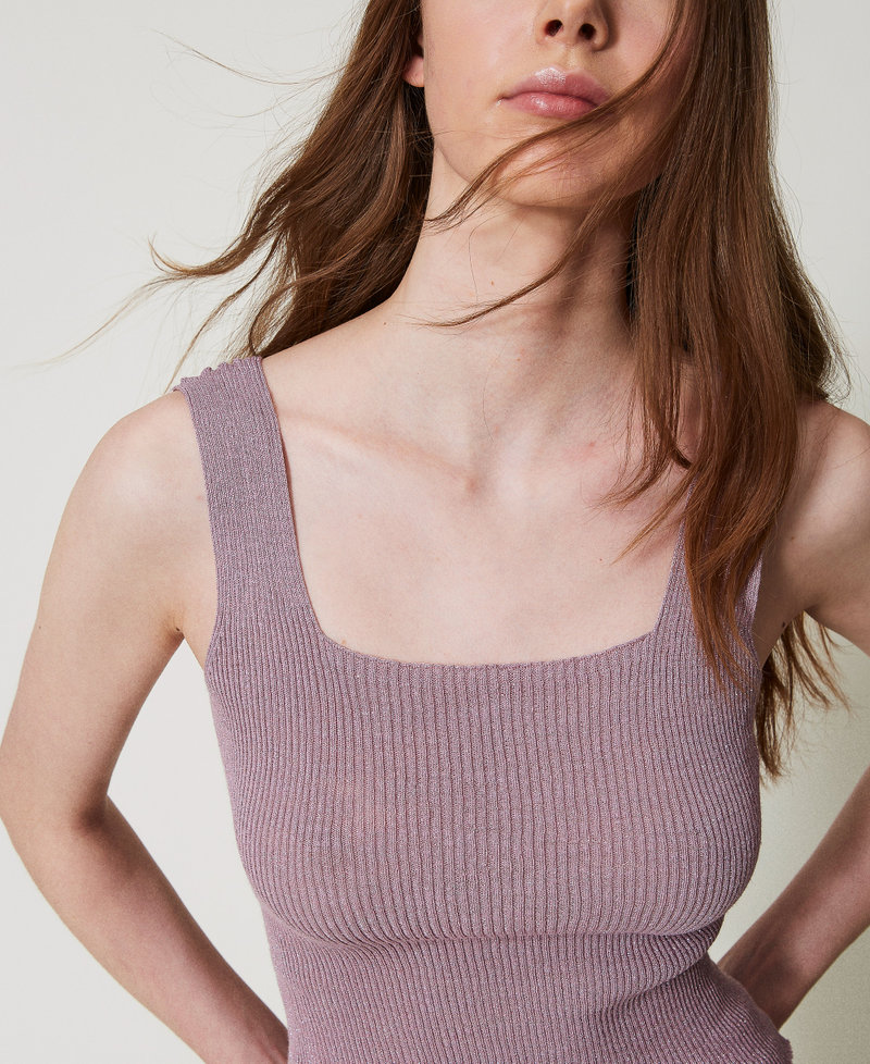 Linen-blend knit top Wisteria Lurex Woman 251TT3147_12475_04