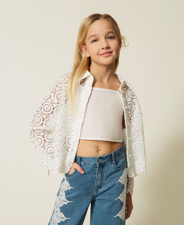 Macram&eacute; lace boxy shirt