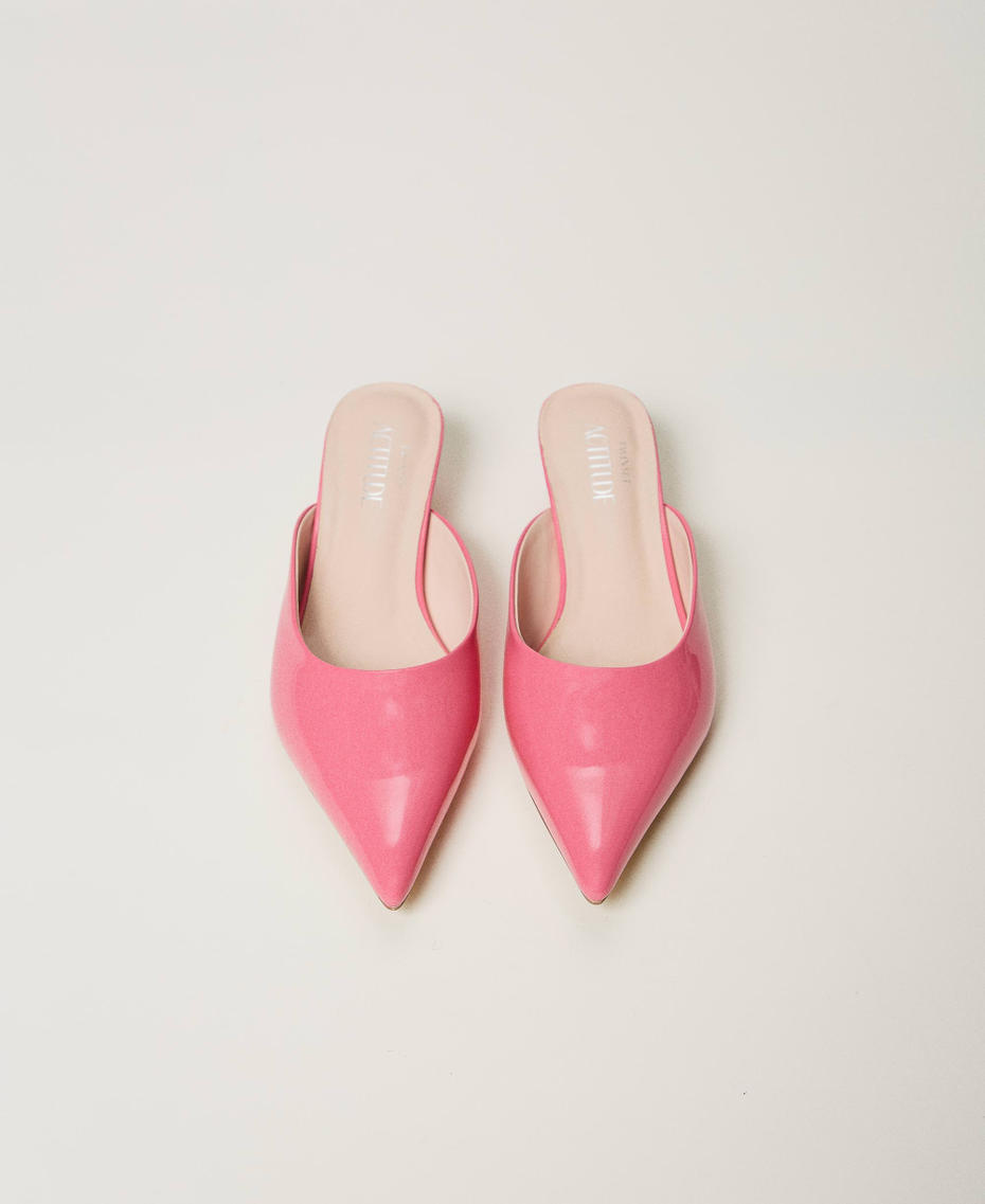 Faux patent leather mules court shoes Tender Pink Pink Woman 251ACP012_00619_04