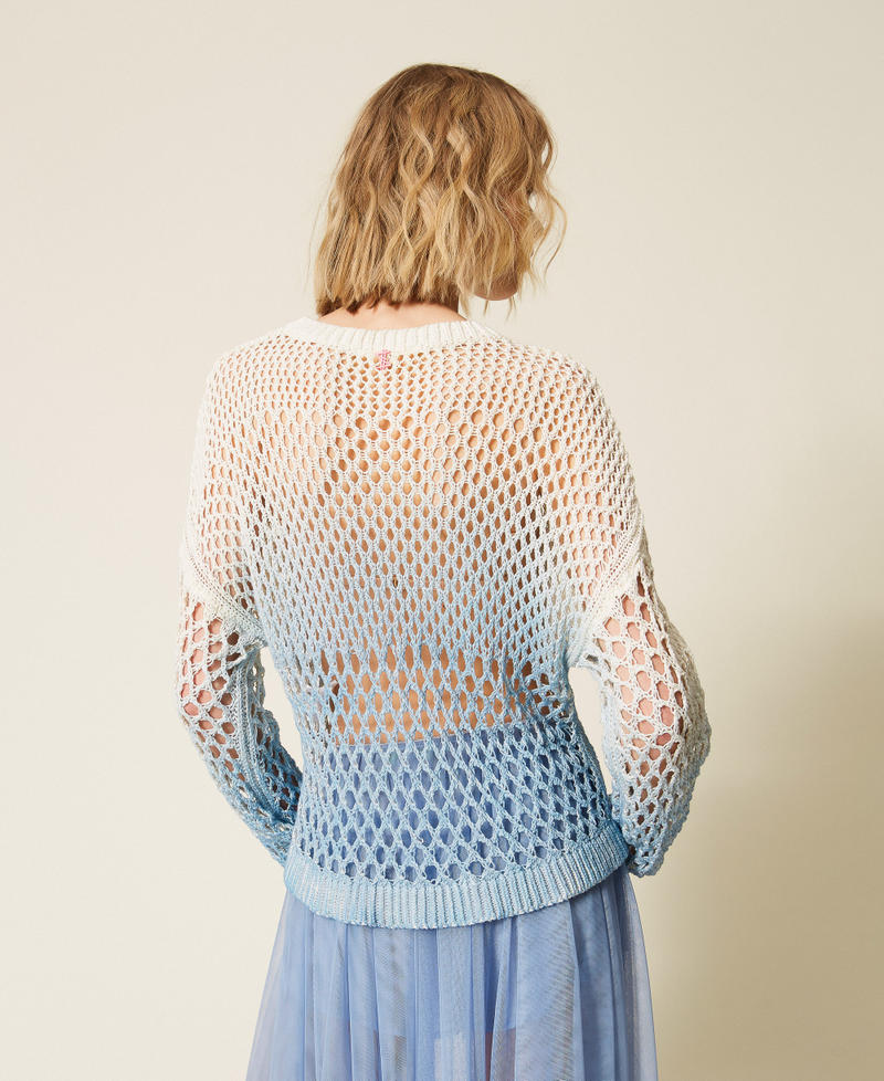 MYFO Netzpullover mit Farbverlauf-Print Zweifarbig Schneewei&szlig;/Placid Blau Frau 261AQ3030_13596_03