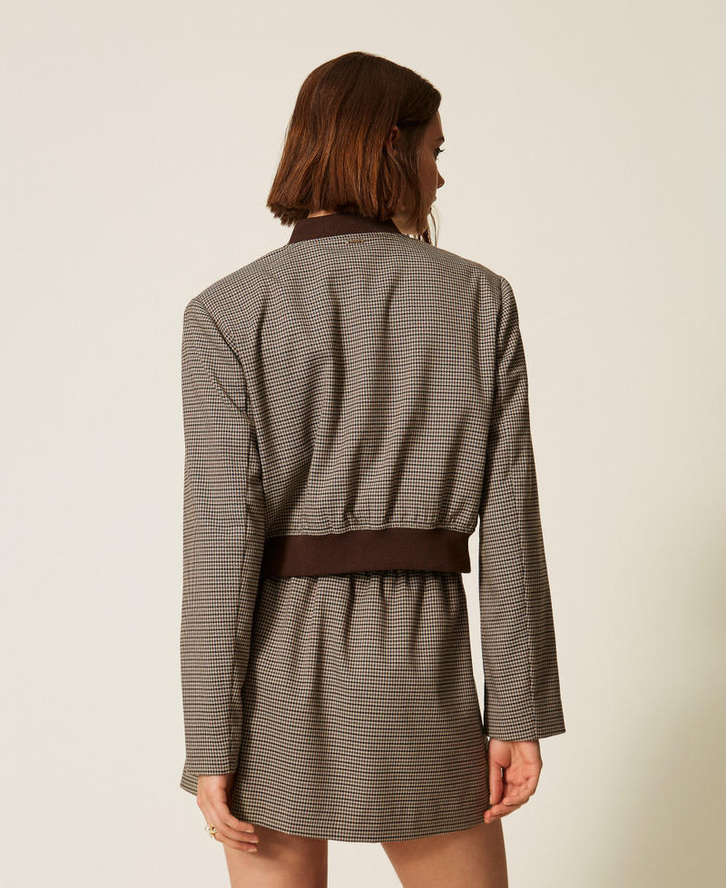 Gonna corta in pied-de-poule Pied De Poule Beige "Oak" / Darkness Brown Donna 262TP2634_13828_03