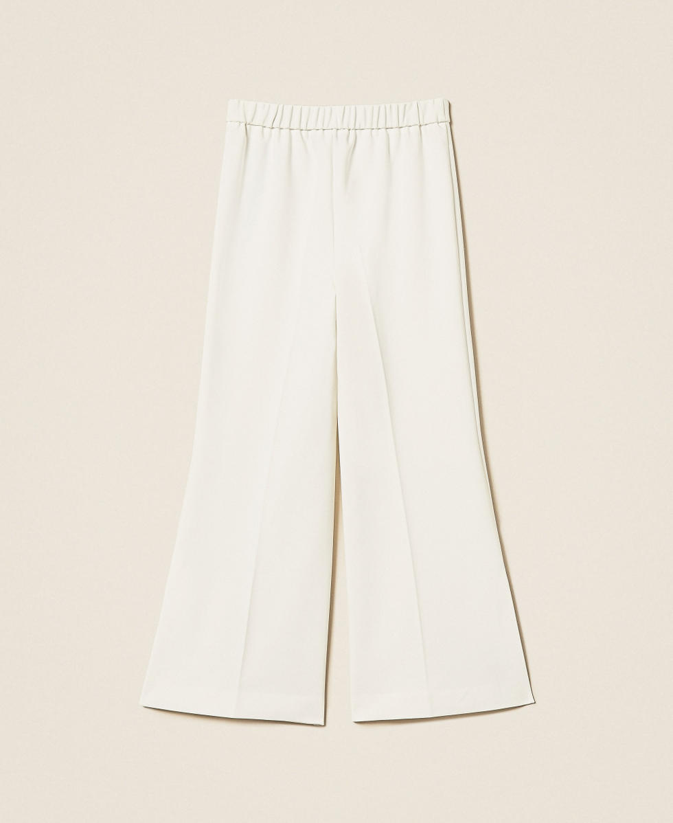 Pantalon &eacute;vas&eacute; en cr&ecirc;pe avec fentes Off White Fille 261GJ2Q51_00526_S1
