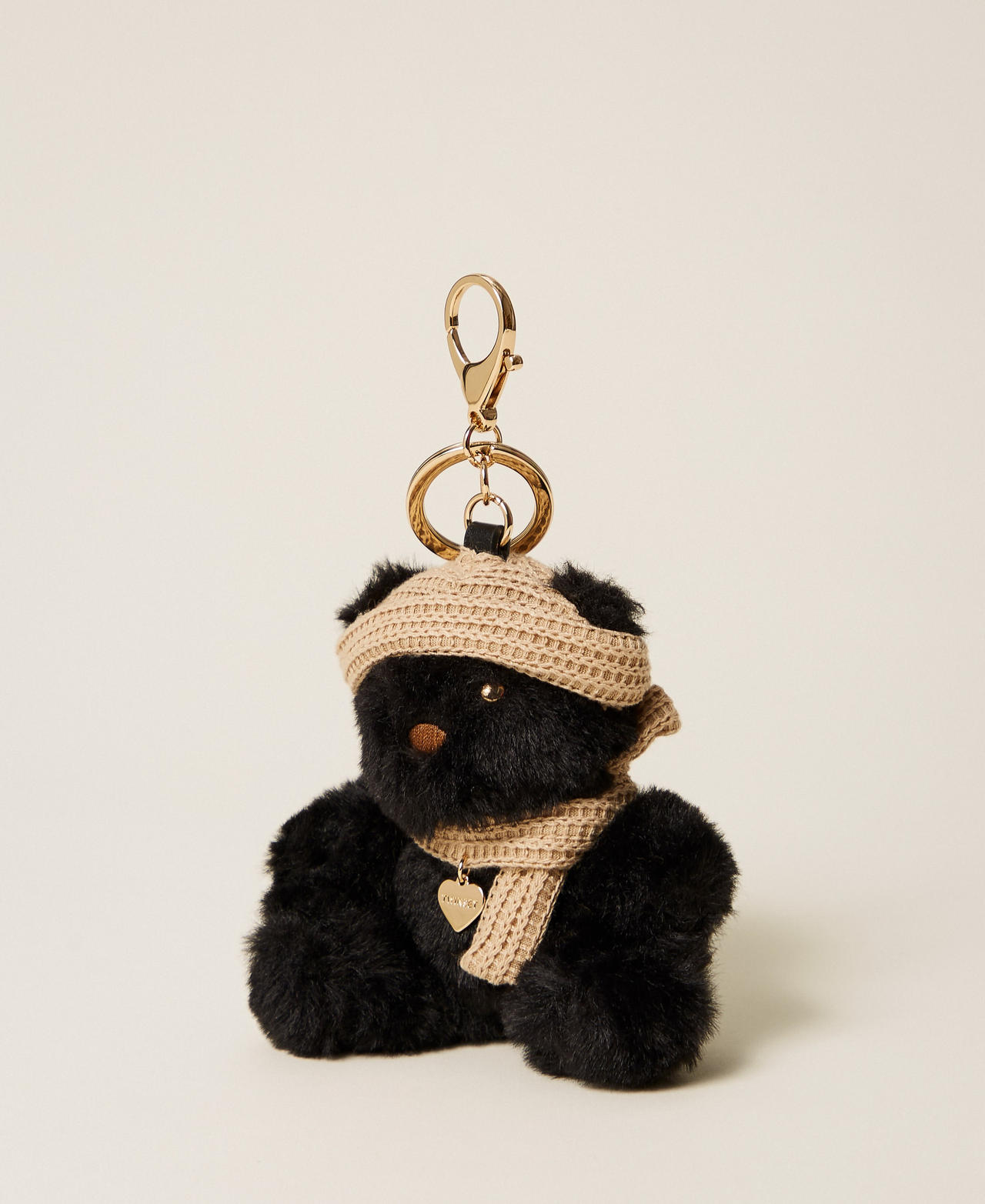 Twinset Women's Black Faux Fur Bear Key Ring