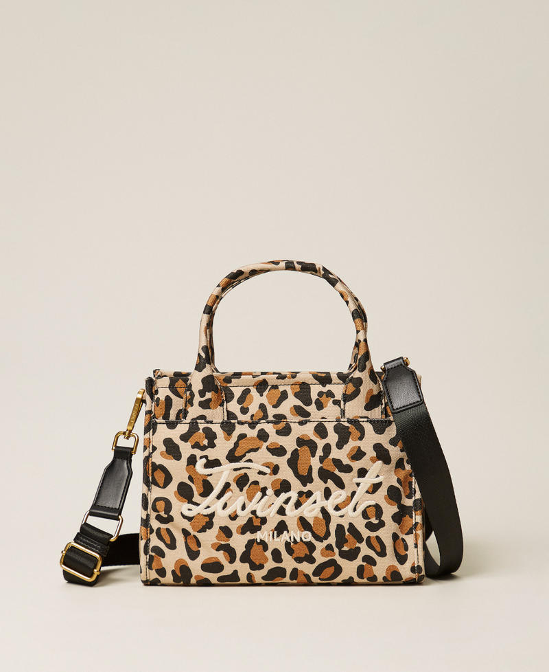 Borsa shopper in canvas animalier Stampa Maculata Donna 261TB7290_03537_01